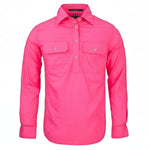WomensClosedFrontLSShirtHotPink