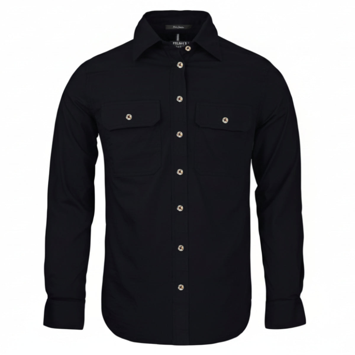 WomensOpenFrontLLShirtBlack