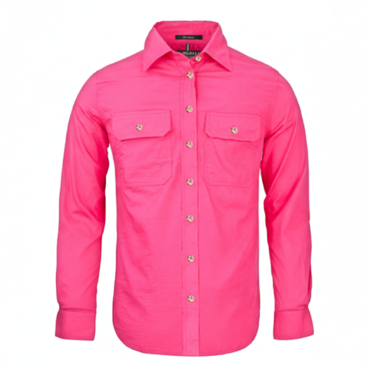 WomensOpenFrontLLShirtHotPink