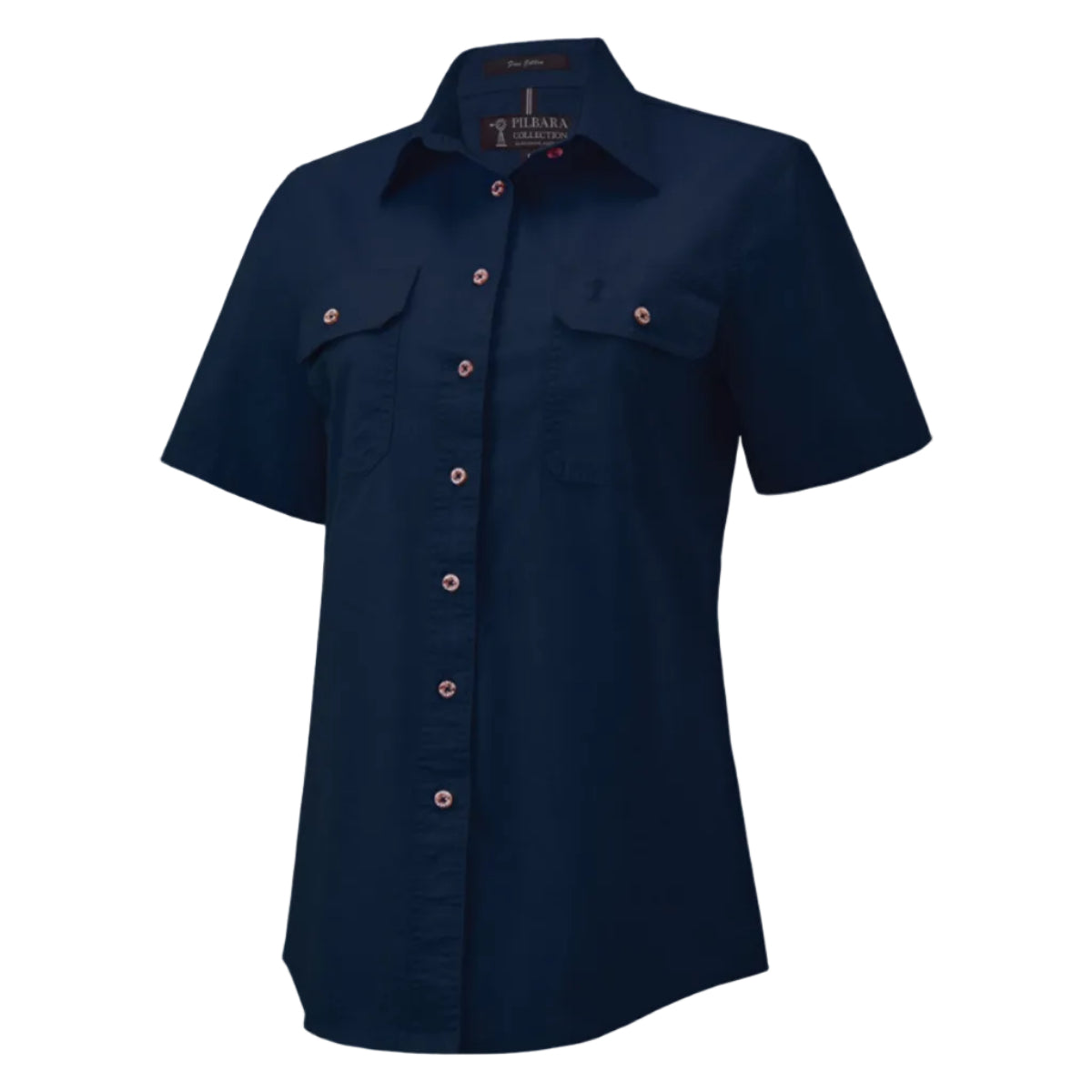 WomensOpenFrontSSShirtFrenchNavy