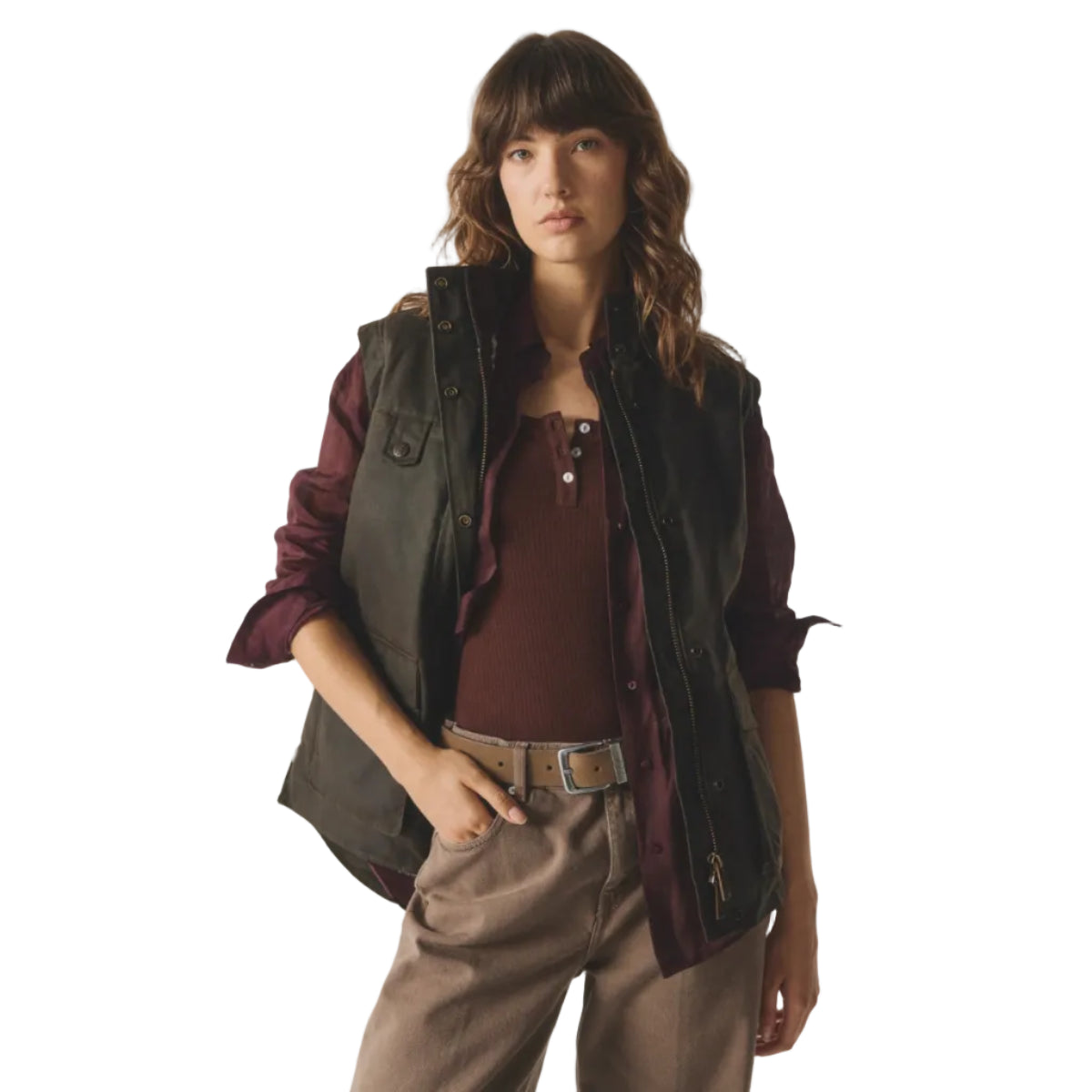 Womens_Jumbuck_Heritage_Vest_Brown_Front_2