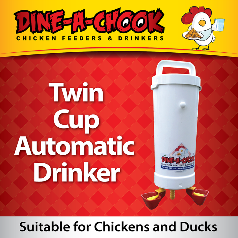 Dine a chook   automatic drinker 2 cups 