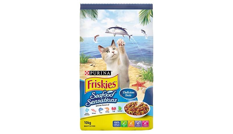 Friskies Cat Adult Seafood Sensations Prawn Tuna Salmon Sardine 10kg 