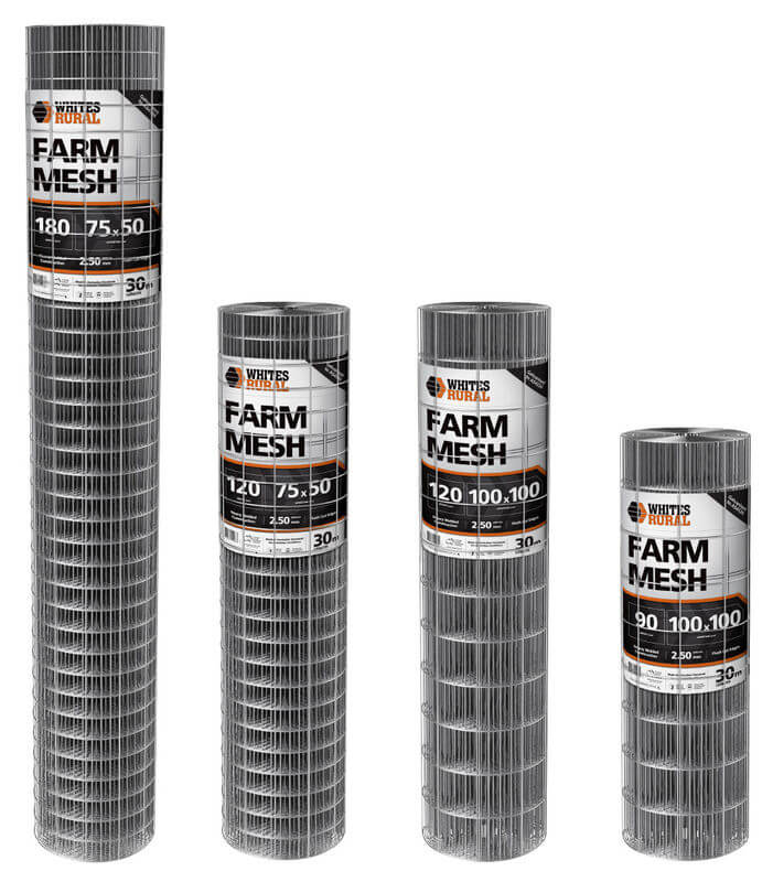 Whites Weld Mesh 90 x 75 x 50 x 25mm x 30M  