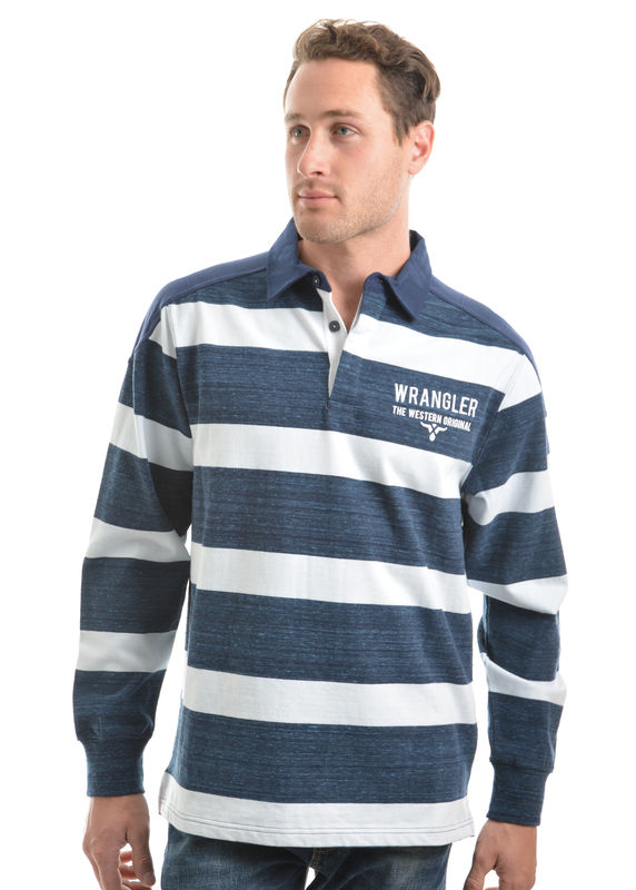 Wrangler Menand39s Mitchell Stripe Rugby 