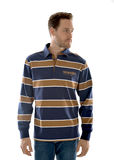 Wrangler Mens Finch Stripe Rugby - Navy 